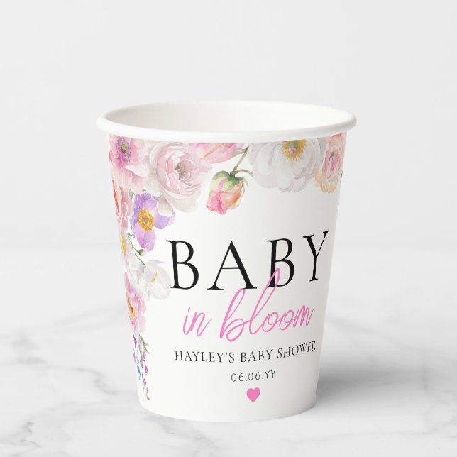 Gobelets En Papier Eloise Rose Floral Baby En Fleur (Recto)