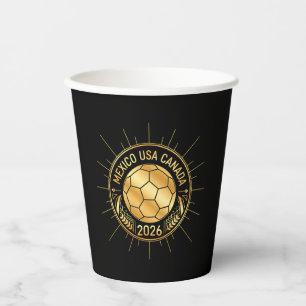 Gobelets En Papier Emblème de football doré 2026 Mexique États-Unis