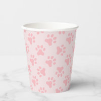 Gobelets en papier empreintes de pattes roses pour