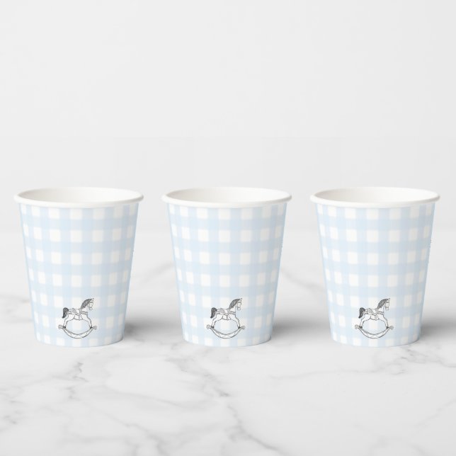 Gobelets En Papier En vichy bleu Rocking Horse tasse de papier (Multi)