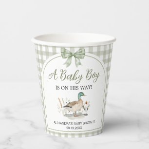 Gobelets En Papier en vichy Sage Green Mallard Duck Baby shower