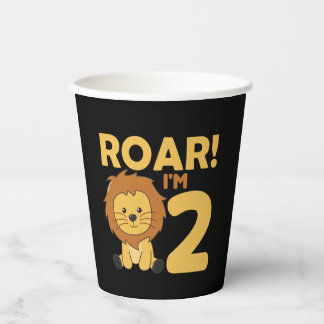Gobelets En Papier Enfants 2. Lion d'anniversaire 2 ans Garçon Adult 