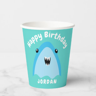 Gobelets En Papier Enfants D'Anniversaire Du Requin En Mer