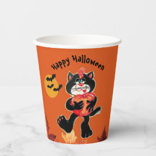 Gobelets En Papier Enfants Halloween Cute Black Cat Party