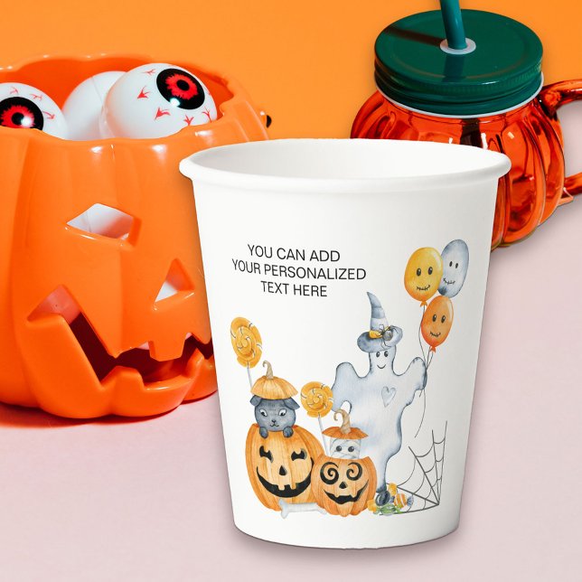 Gobelets En Papier Enfants Halloween Ghost et Jack-o'-lantern Citroui (Cute Halloween Party paper cups)