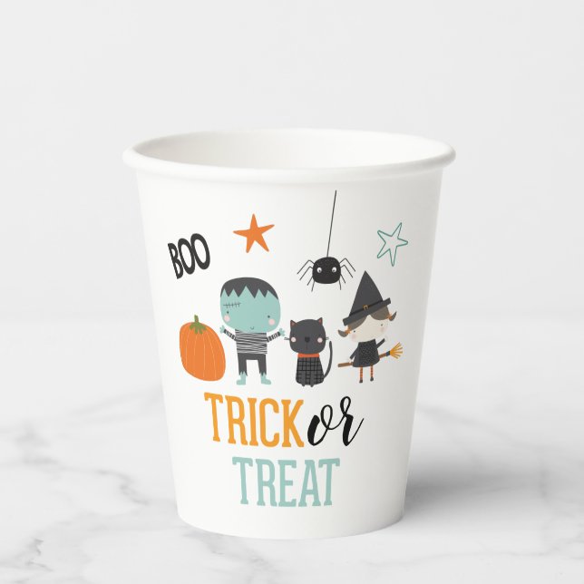 Gobelets En Papier Enfants mignons Halloween Birthday Trick ou Treat  (Recto)