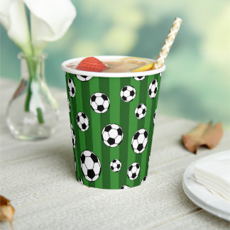 Gobelets En Papier Enfants Motif de balle de football sur les rayures