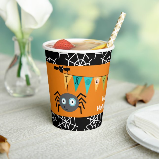 Gobelets En Papier Enfants Trick ou Treat Spider Halloween (Insitu)