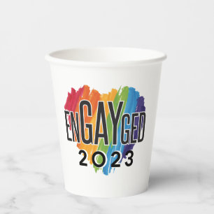Gobelets En Papier Engaygué 2023 Fiançailles gay Rainbow LGBTQ Pride