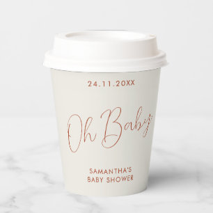 Gobelets En Papier Enseigne minimaliste ivoire Oh Baby Shower