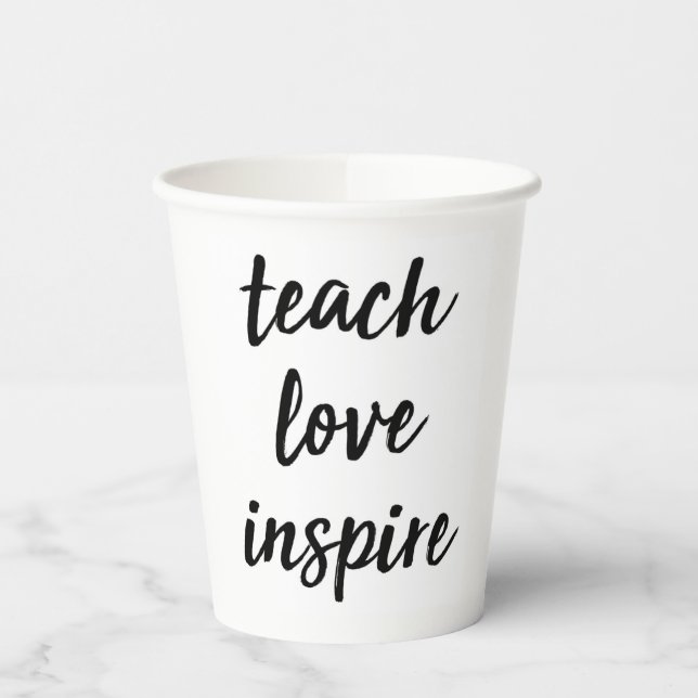 Gobelets En Papier Enseigner l'inspiration d'amour | Phrase inspirant (Gauche)