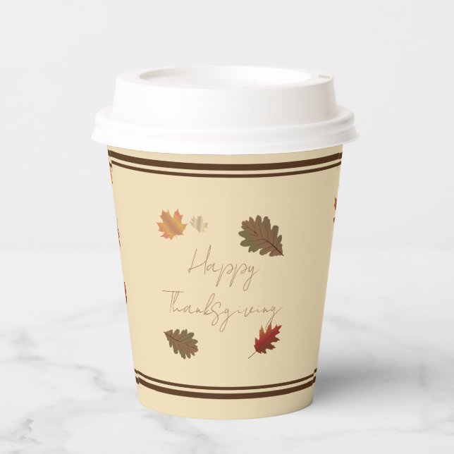 Gobelets En Papier Ensemble de coupe en papier "Bon thanksgiving" (av (Recto)