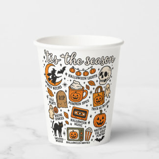 Gobelets En Papier Épice de citrouille rétro d'automne