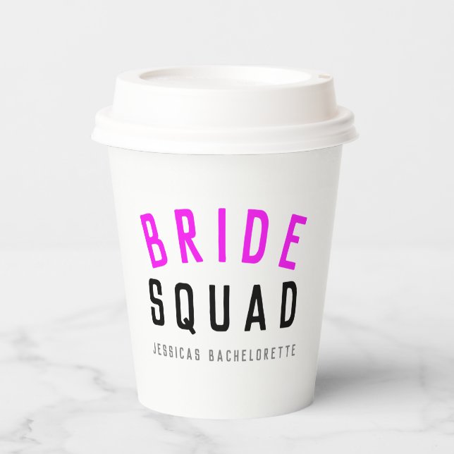 Gobelets En Papier Équipe de mariées | Bridesmaid Chaud Rose Bachelor (Recto)