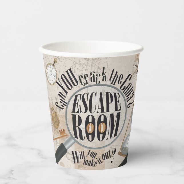 Gobelets En Papier Escape Room Party Fournitures Mystery Scavenger Ch (Recto)