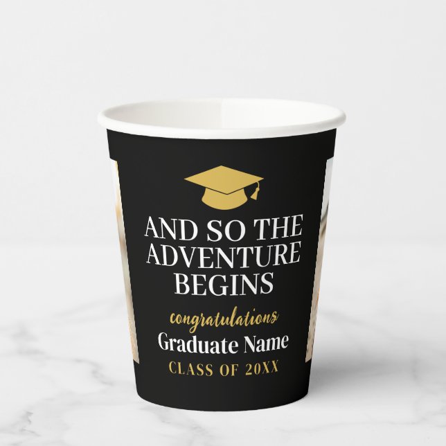 Gobelets En Papier Et Donc Aventure Attend Moderne Graduation 2 Photo (Gauche)