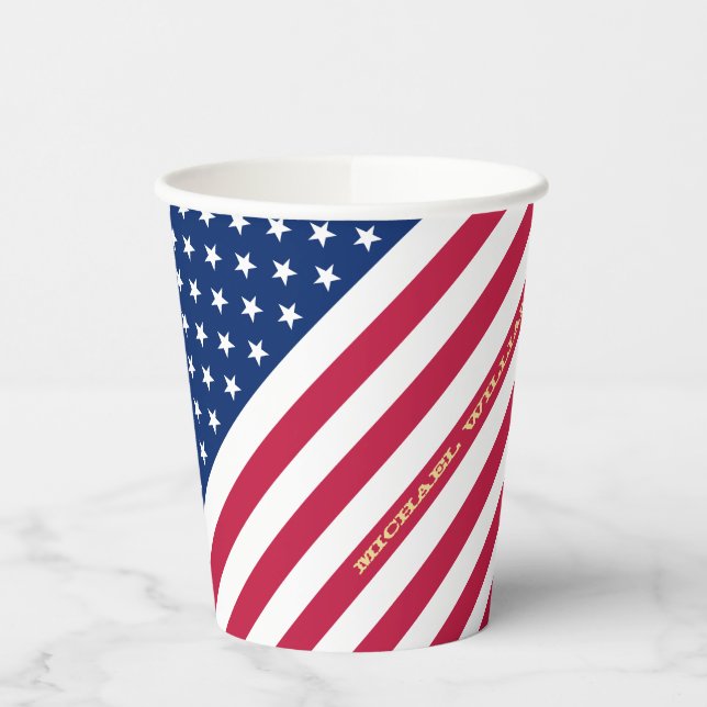 Gobelets En Papier États-Unis américain Drapeau Stars Stripes Personn (Gauche)