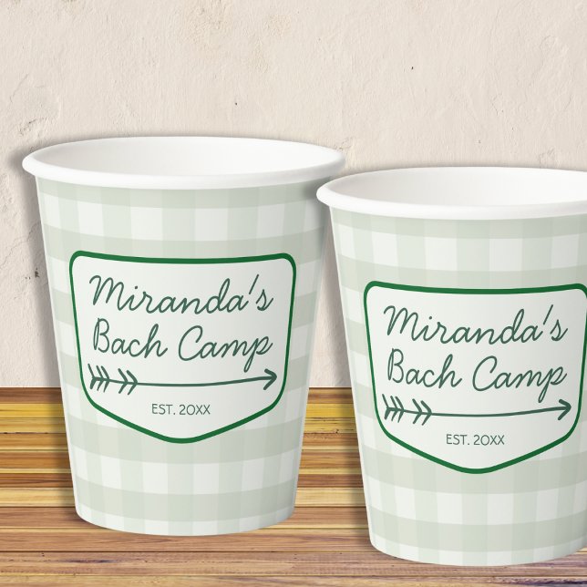 Gobelets En Papier Été Bach Camp Badge Bachelorette Camping (Summer Bach Camp Badge Bachelorette Camping Paper Cups)