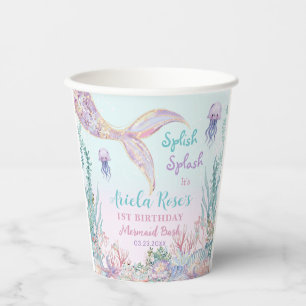 Gobelets En Papier Ethereal Mermaid Bash Sous La Piscine De Mer Anniv