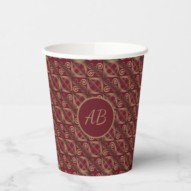 Gobelets En Papier Ethnique Adinkra Motif d'or africaine (Gauche)
