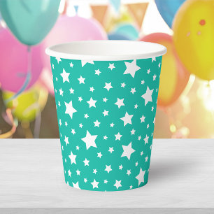 Gobelets En Papier Étoiles blanches avec couleur de fond modifiable