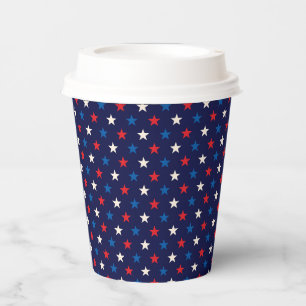 Gobelets En Papier Étoiles Rouges Blanches Et Bleues