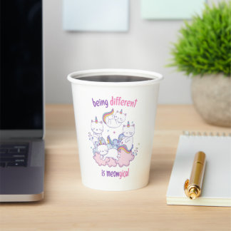Gobelets En Papier Être différent est miauleux Licorne chat drôle