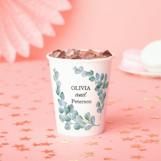 Gobelets En Papier Eucalyptus greenary wedding paper cop