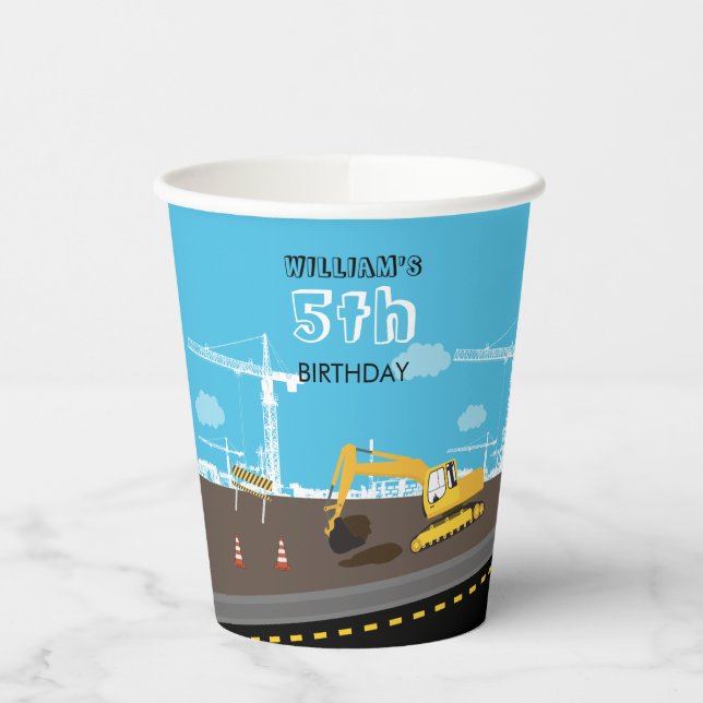 Gobelets En Papier Excavateur Camion de construction Camions fête d'a (Gauche)