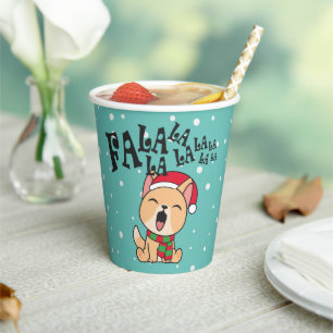 Gobelets En Papier Fa La La La La Christmas Chant Chien   Coupe du pa