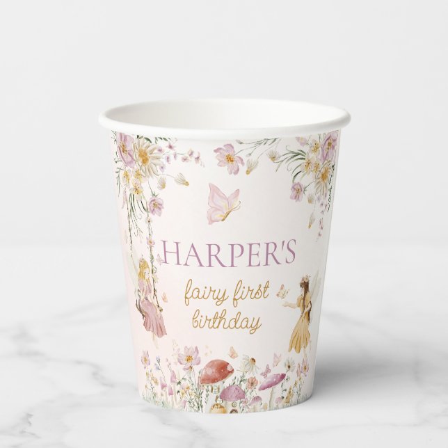 Gobelets En Papier Fairy Garden Anniversaire (Verso)