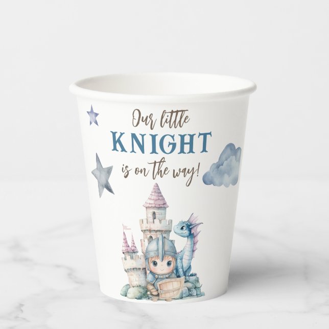 Gobelets En Papier Fairytale Dreamy Dragon Blue Knight Baby shower (Recto)