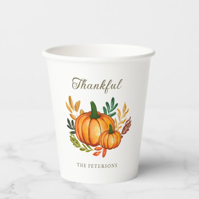 Gobelets En Papier Fall Rustic Pumpkin Thanksgiving Dinner (Recto)