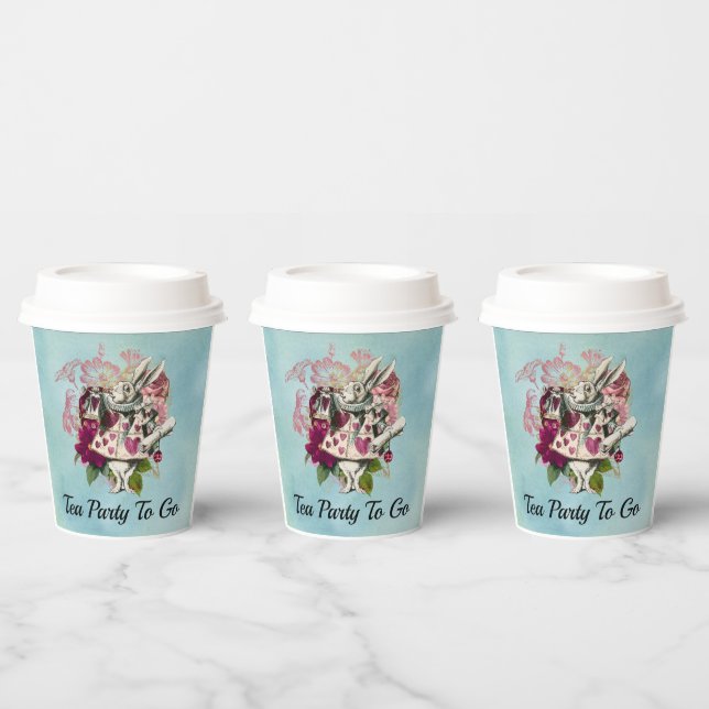Gobelets En Papier Fancy Wonderland White Rabbit Tea Party Aller (Multi)