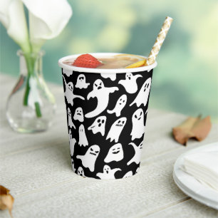 Gobelets En Papier Fantôme effrayant Halloween noir