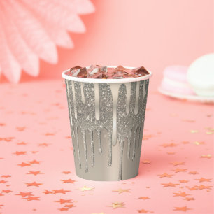 Gobelets En Papier Fard à joues champagne Glam Rose Gold paillettes g