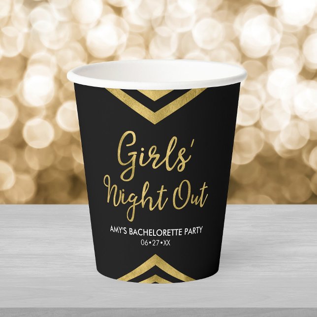 Gobelets En Papier Faux Gold Chevron Night Out (Créateur téléchargé)
