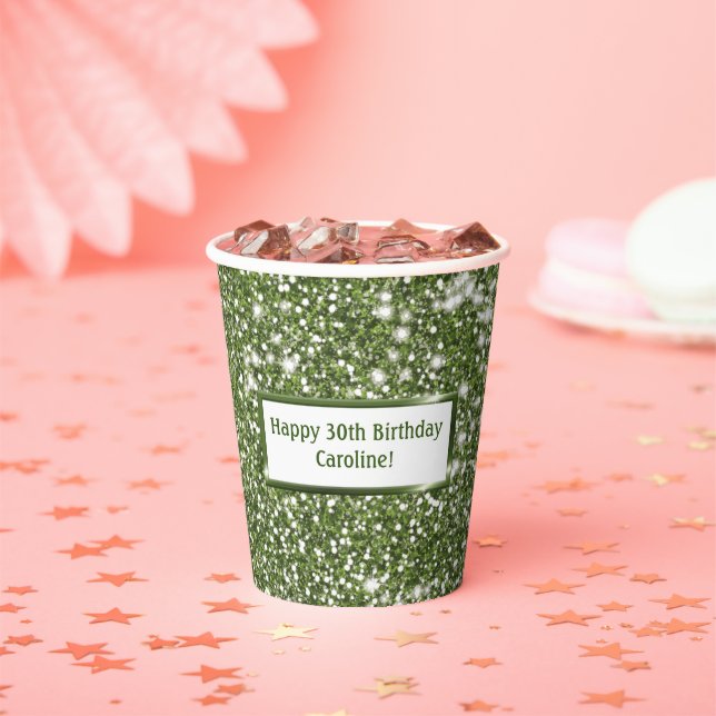 Gobelets En Papier Faux Green Parties scintillant Texture Look Avec T (Insitu)