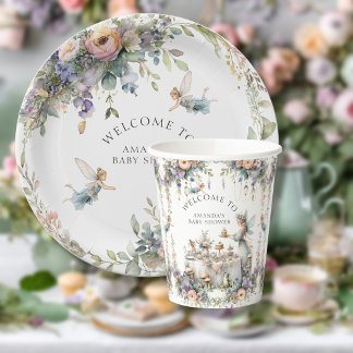 Gobelets En Papier Fée enchantée Tea Party Floral Girl Baby shower