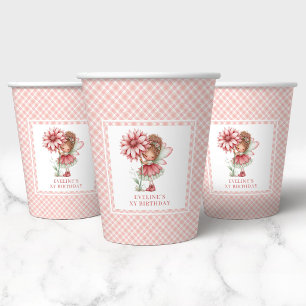 Gobelets En Papier Fée Mignonne Caprice Fleurs Roses Papier pour Deux