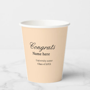 Gobelets En Papier Félicitations diplômé nom université promotion 20X