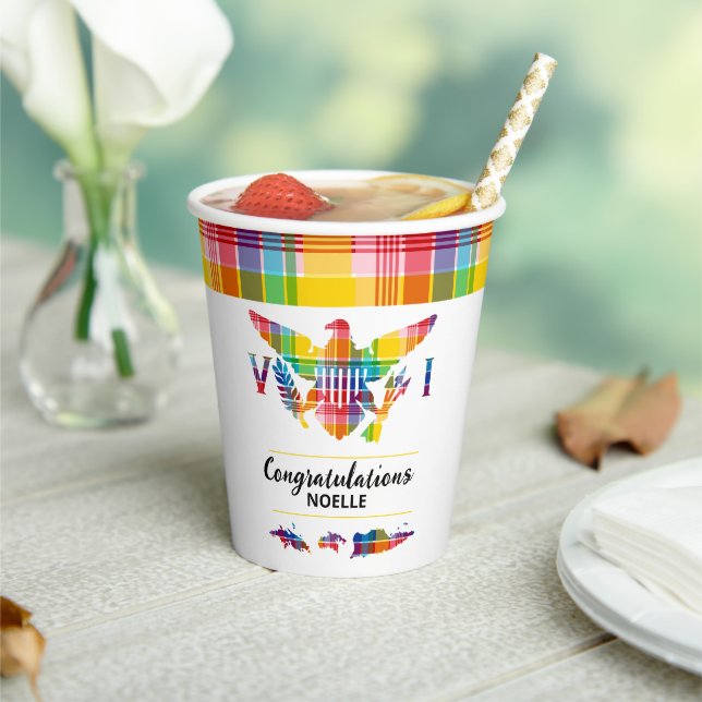 Gobelets En Papier Félicitations Îles Vierges américaines Madras Drap (Insitu)