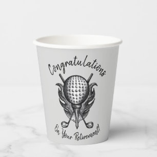 Gobelets En Papier Félicitations pour la retraite Golf Ball Tee Clubs
