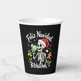 Gobelets En Papier Feliz Navidad Bitchachos Drôle Crâne Espagnol Joye