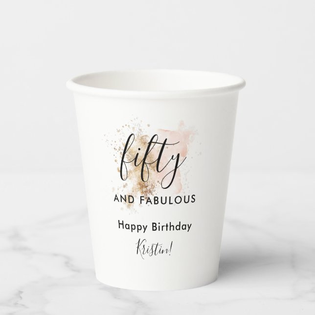 Gobelets En Papier Femme 50 Et fabuleuse, fête du 50e anniversaire (Recto)