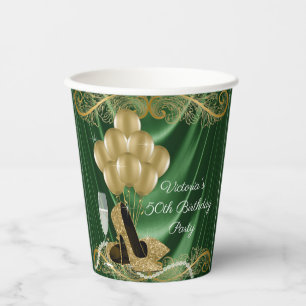 Gobelets En Papier Femme Emerald Green Or Anniversaire de la Coupe de