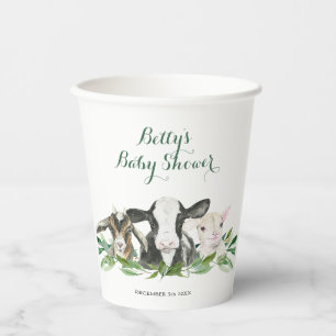 Gobelets En Papier Ferme Animal Green Boy Baby shower Cups en papier