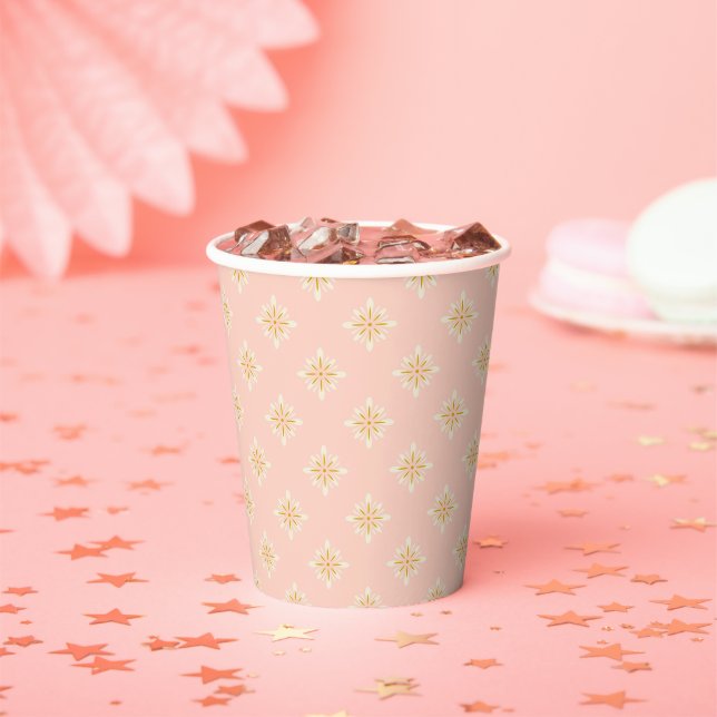 Gobelets En Papier Festive Blush Pink et Gold Diamond tasse de papier (Insitu)
