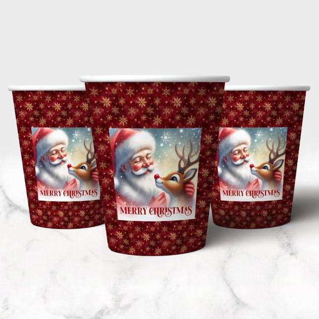 Gobelets En Papier Festive Santa Claus Rudolph Cartoon Party Cups (Festive Santa Claus Rudolph Cartoon Party Cups)