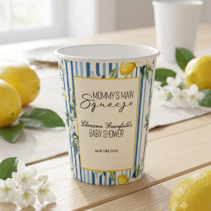 Gobelets En Papier Fête Bébé Le Citron Bleu de Maman Chéri